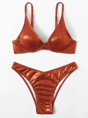 Metallic Burnt Orange Underwire Bikini