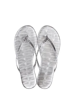 Metallic Monogram Flip Flops