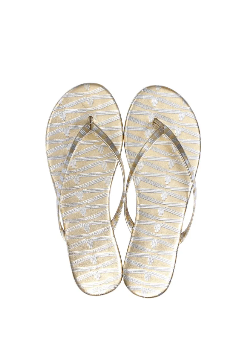 Metallic Monogram Flip Flops