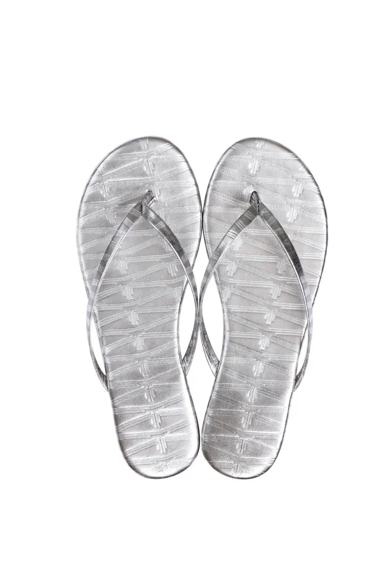 Metallic Monogram Flip Flops