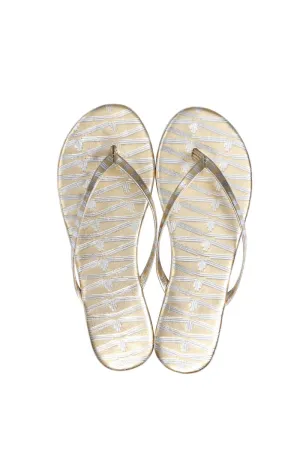 Metallic Monogram Flip Flops