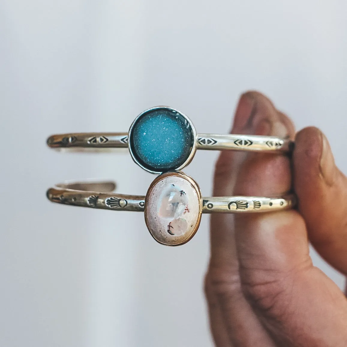 Mexican Opal Cuff #9 - Mixed Metals