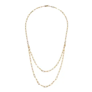 Micro Rectangle Chain Layered Necklace - 14K Gold Filled
