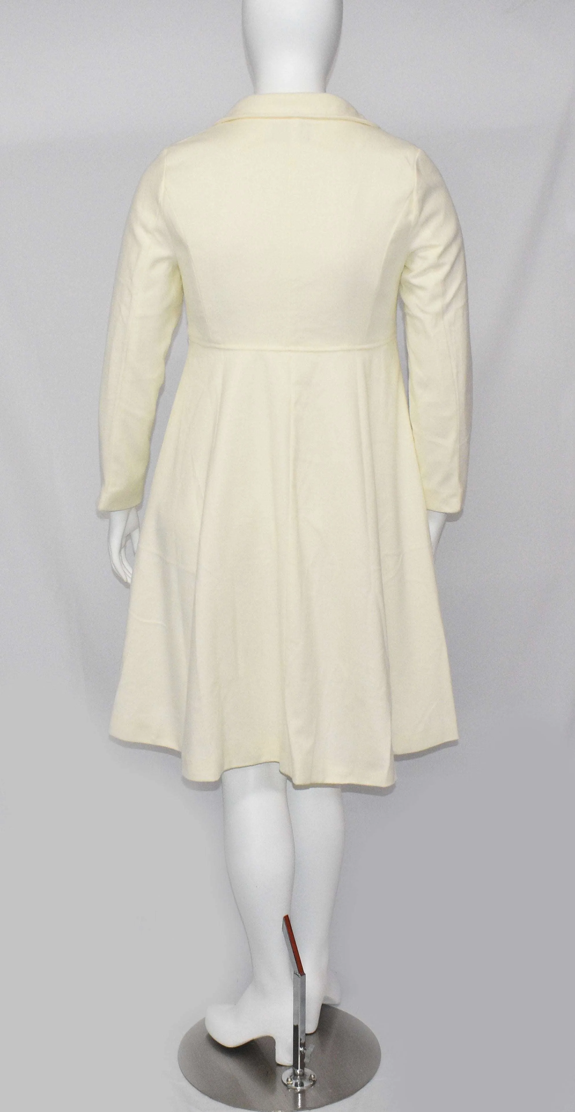 Midi Length White Winter Dress Coat With Center Button