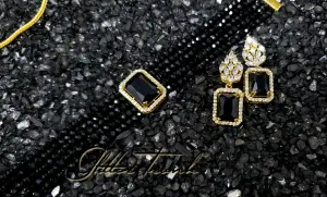 Mila Black Stone Chokers with American Diamond