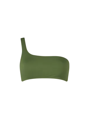 Military green one shoulder bralette top Celestine