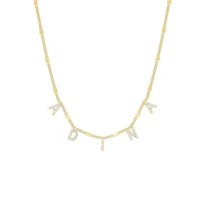 Mini Block Name Chain Necklace