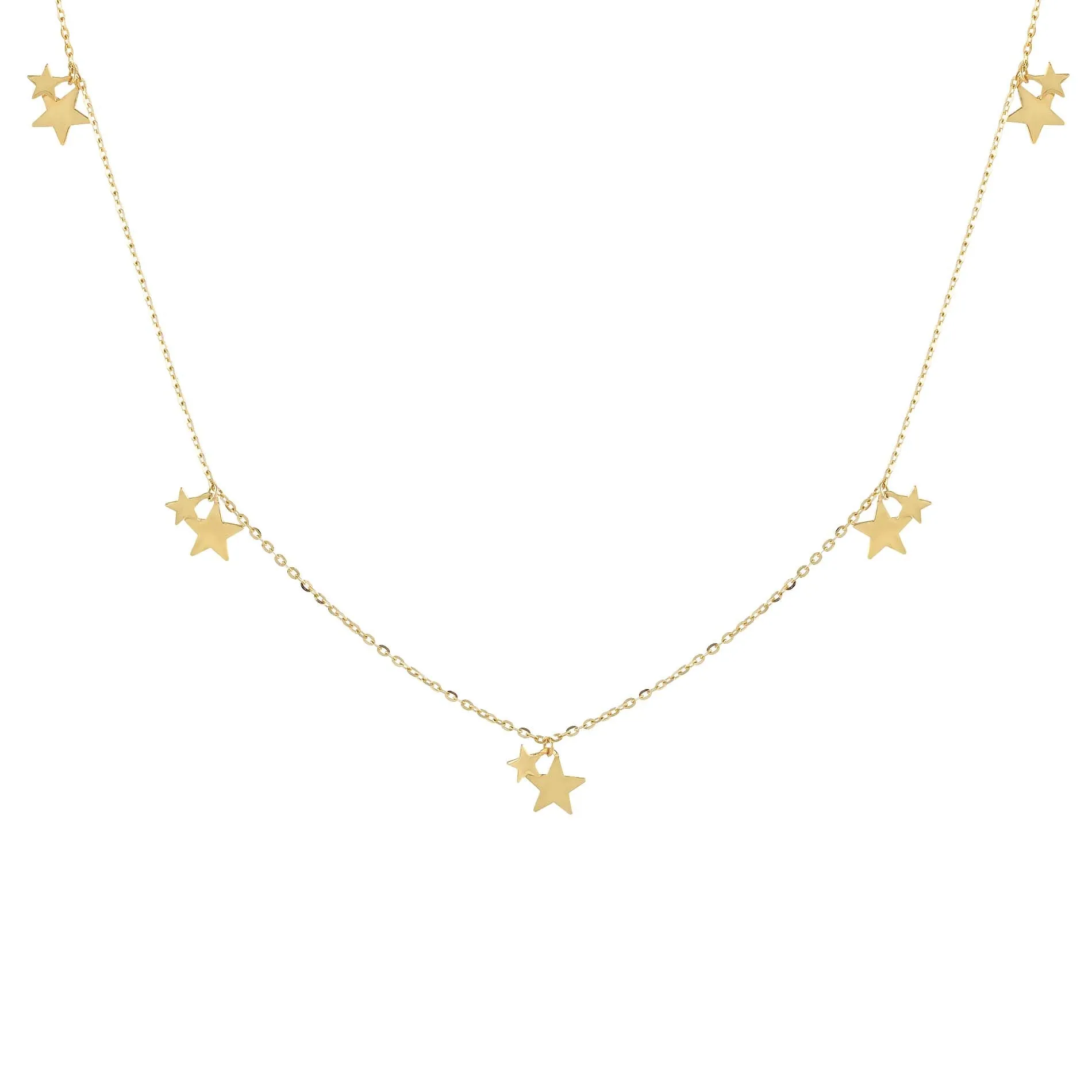 Mini Dangling Stars Necklace 14K