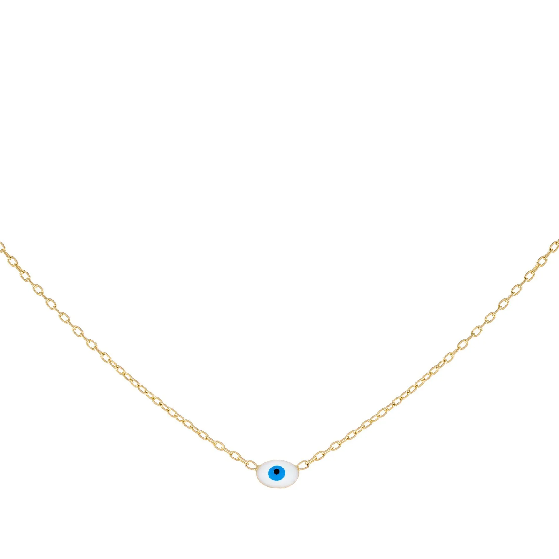Mini Enamel Evil Eye Necklace 14K