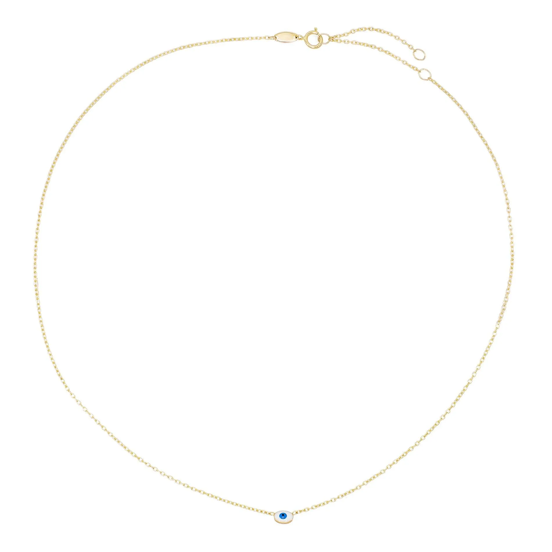Mini Enamel Evil Eye Necklace 14K