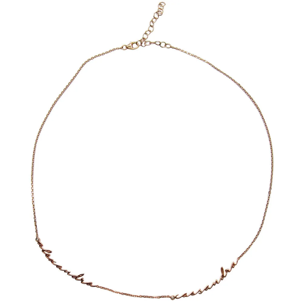 Mini Gem-set Nameplate Calligraphy Necklace