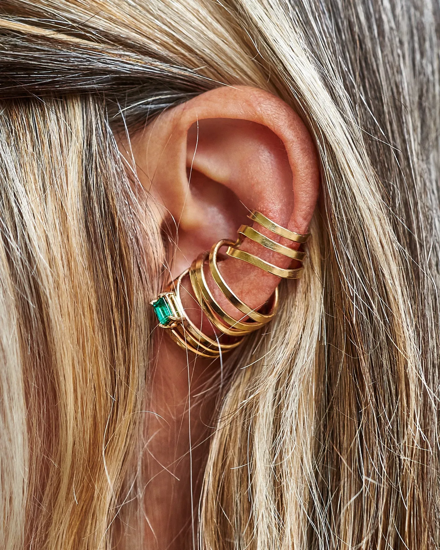 Mini Hammered Gold Triple Ear Cuff