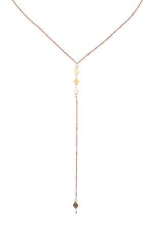 Mixed Metal Diamond Lariat Necklace: Rose Gold with Gold