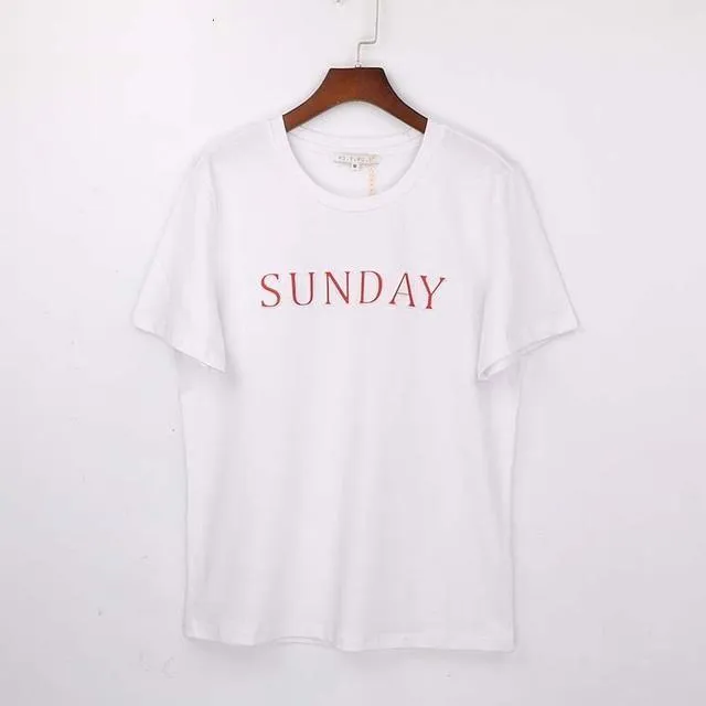 'Monday To Sunday' 3-D Letter Print T-Shirt