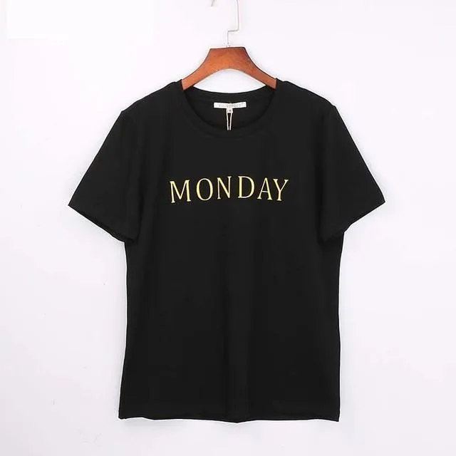 'Monday To Sunday' 3-D Letter Print T-Shirt