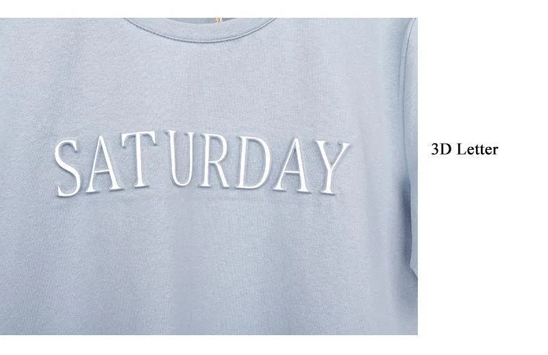 'Monday To Sunday' 3-D Letter Print T-Shirt
