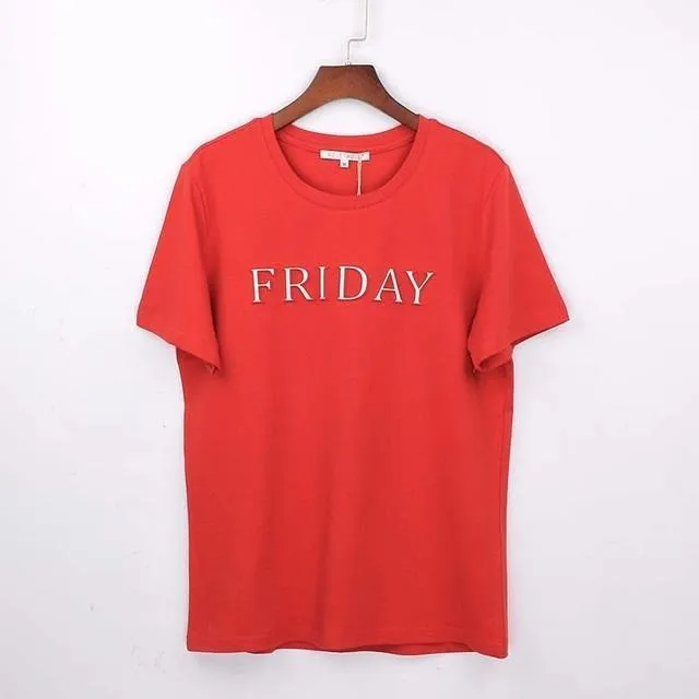 'Monday To Sunday' 3-D Letter Print T-Shirt