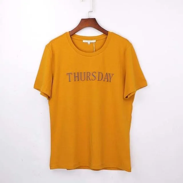 'Monday To Sunday' 3-D Letter Print T-Shirt