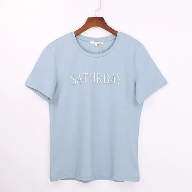 'Monday To Sunday' 3-D Letter Print T-Shirt