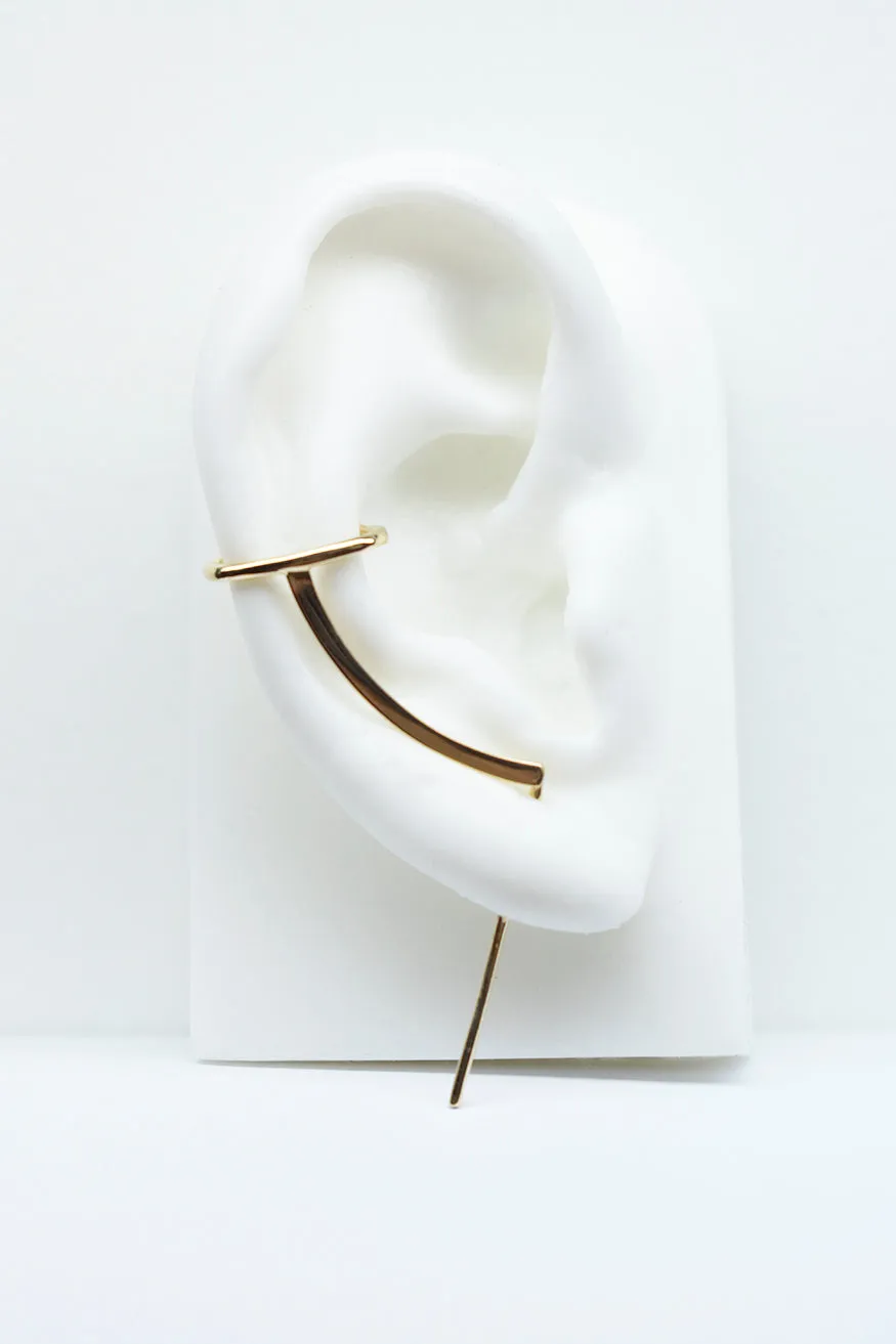 Mono Cuff Needle Gold Earring