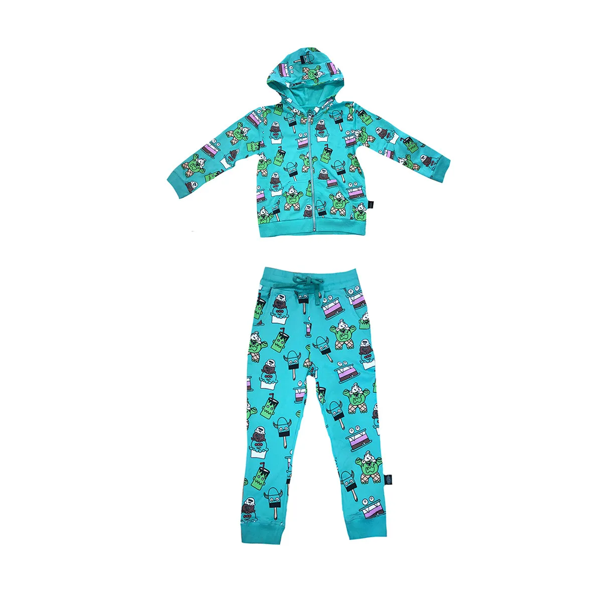 Monster Malts Zip Hoodie in Teal