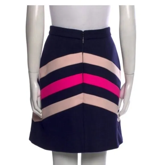 MSGM Wool Marine Neon Geometrical Striped Mini Skirt Size: M/US8 (Orig. $350)