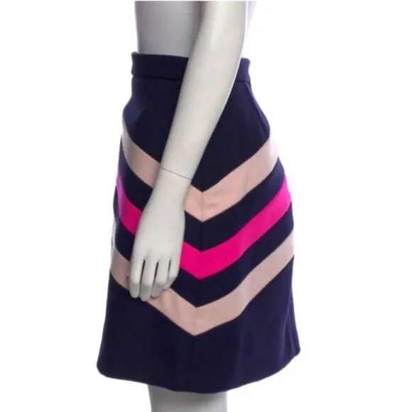 MSGM Wool Marine Neon Geometrical Striped Mini Skirt Size: M/US8 (Orig. $350)