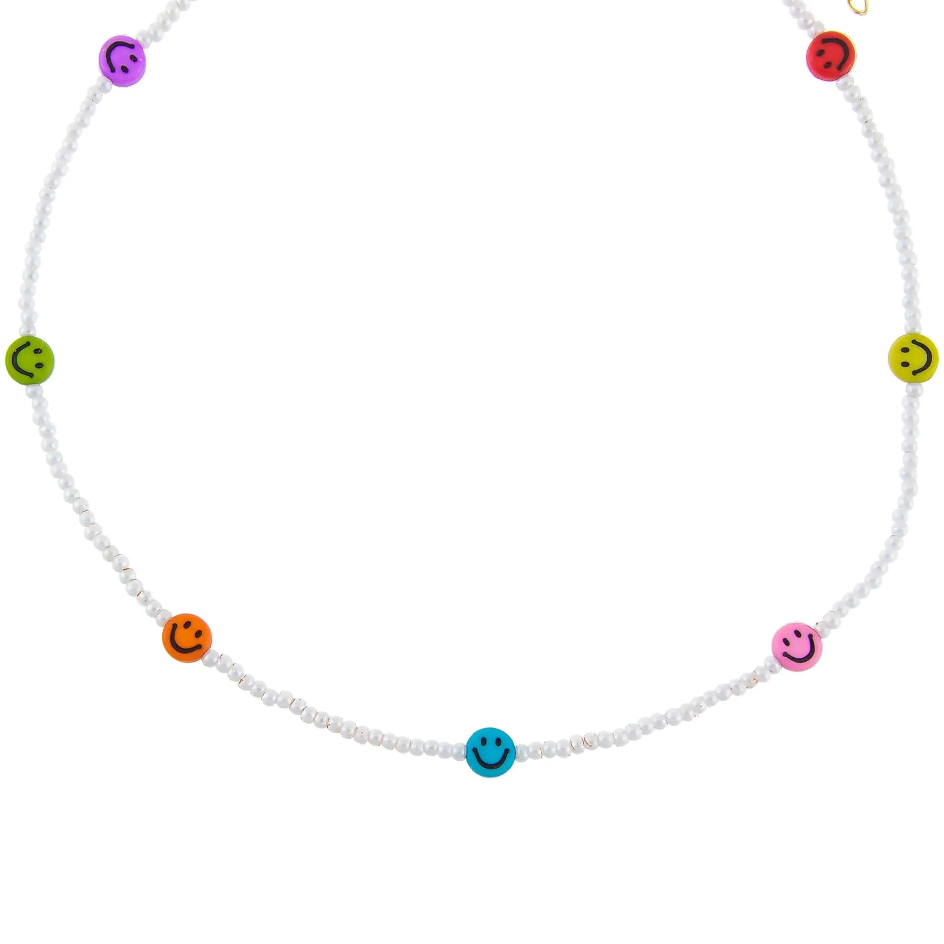 Multi Color Smiley Face Pearl Necklace