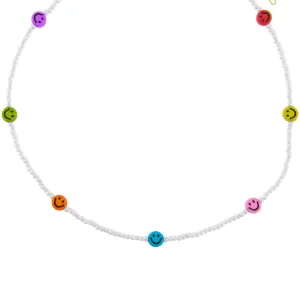 Multi Color Smiley Face Pearl Necklace