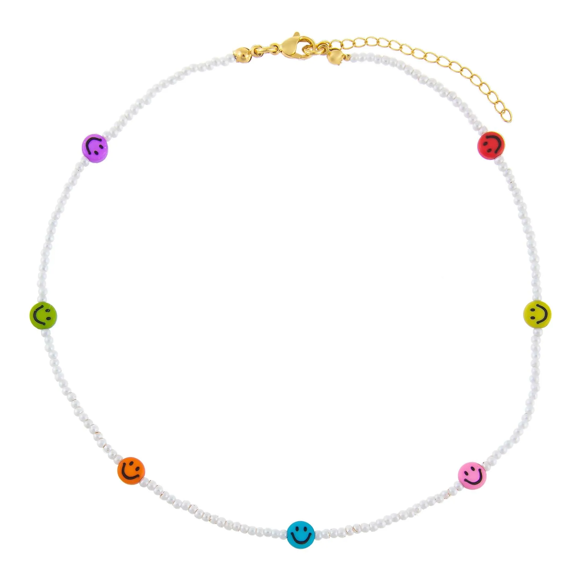 Multi Color Smiley Face Pearl Necklace