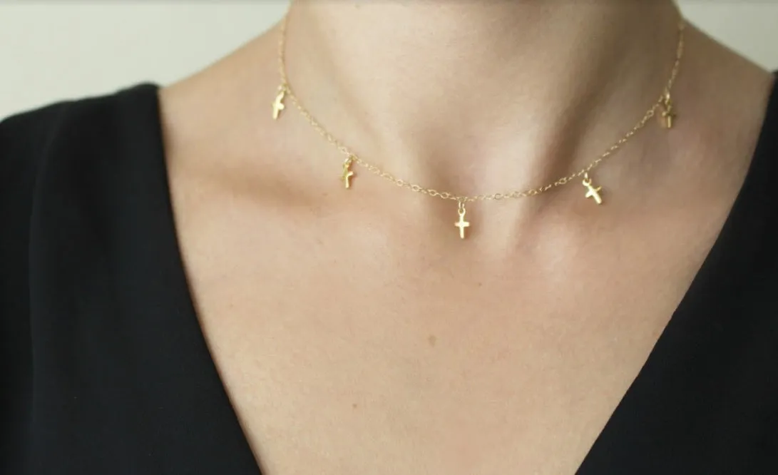 Multi Cross Drop Necklace