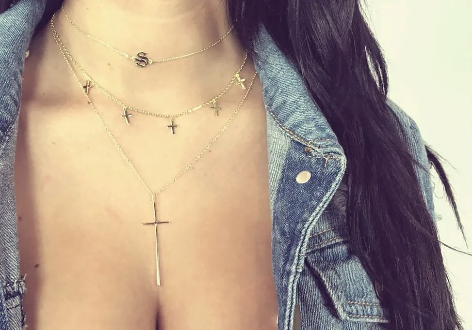 Multi Cross Drop Necklace