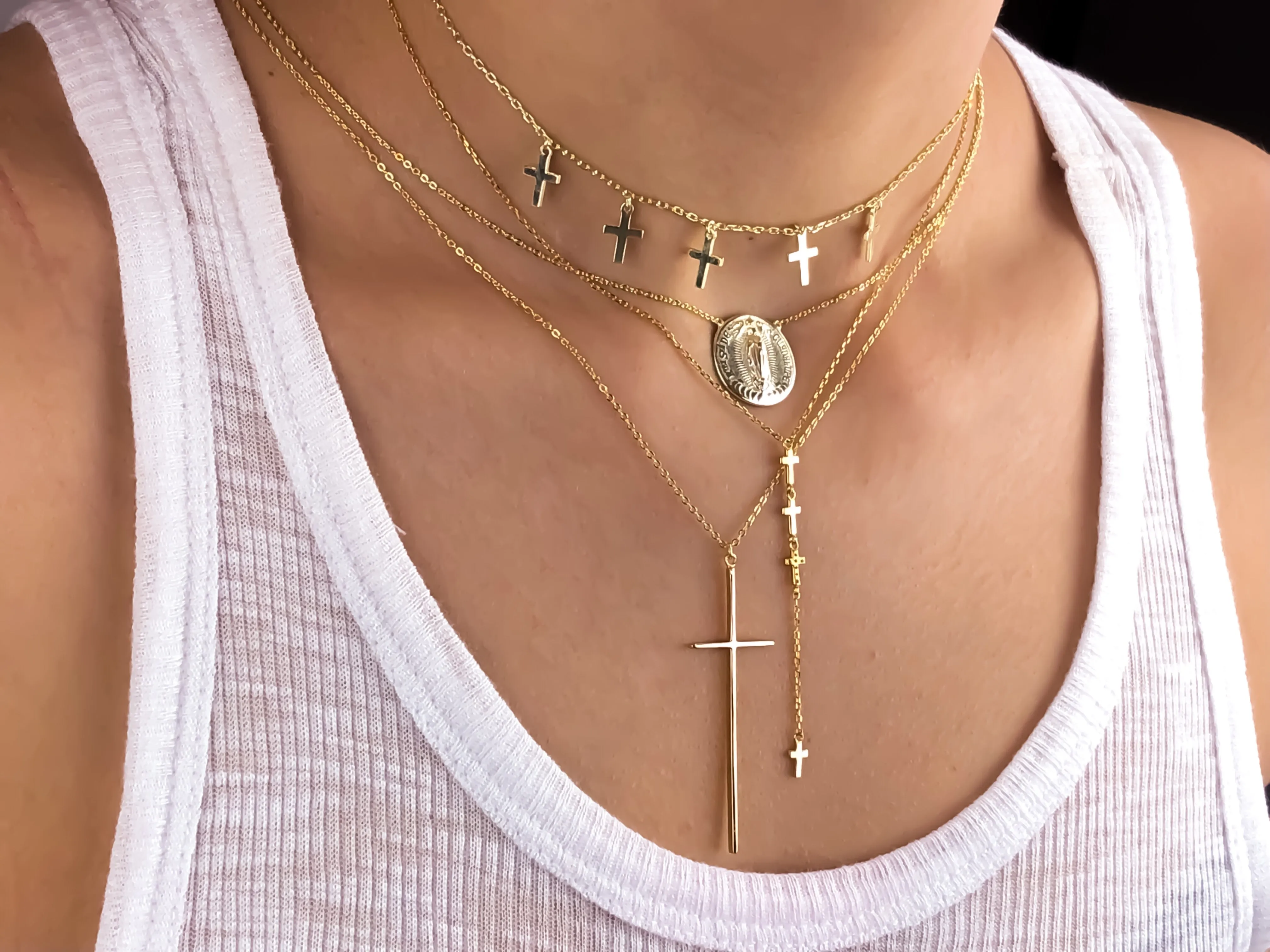 Multi Cross Drop Necklace