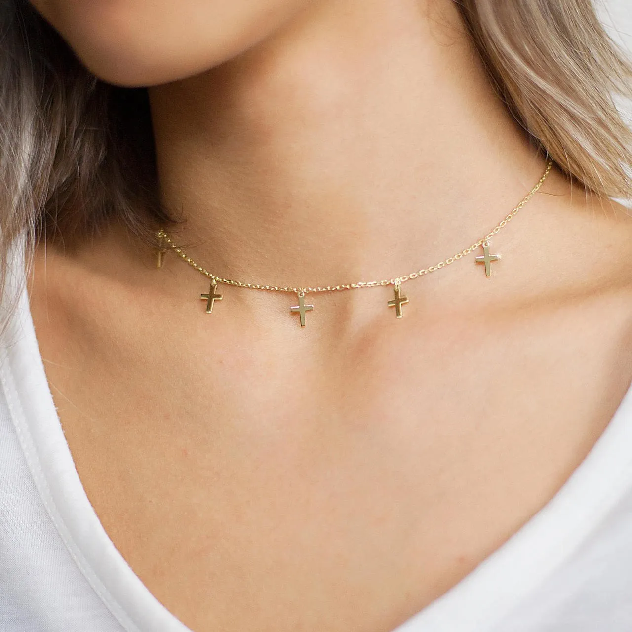 Multi Cross Drop Necklace