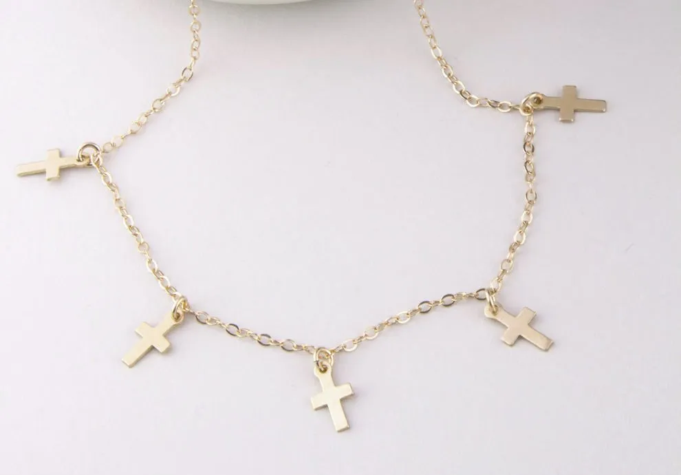 Multi Cross Drop Necklace