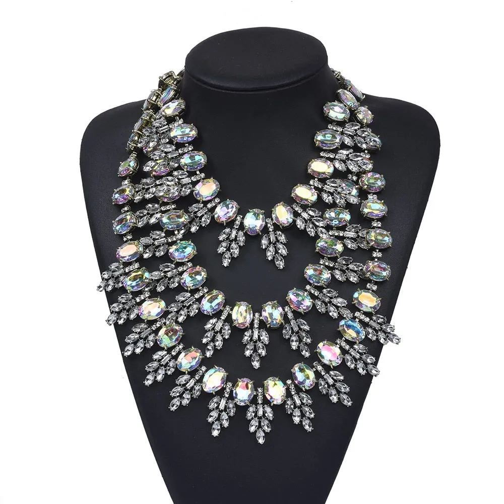 Multi-layer Luxury Crystal Big Chokers Vintage