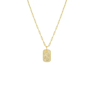 Multi Shape CZ Stone Dog Tag Necklace