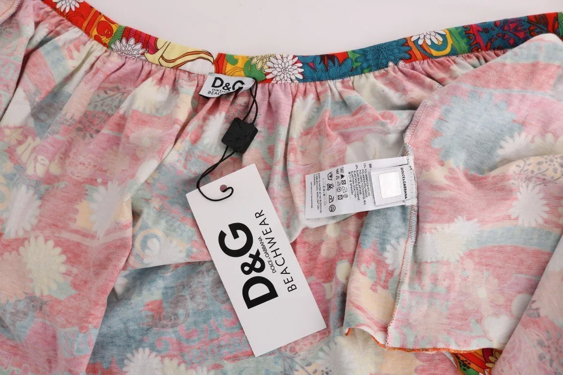 Multicolor Floral Print Beachwear Skirt