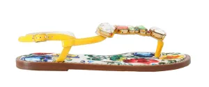 Multicolor Majolica Crystal Flip Flops