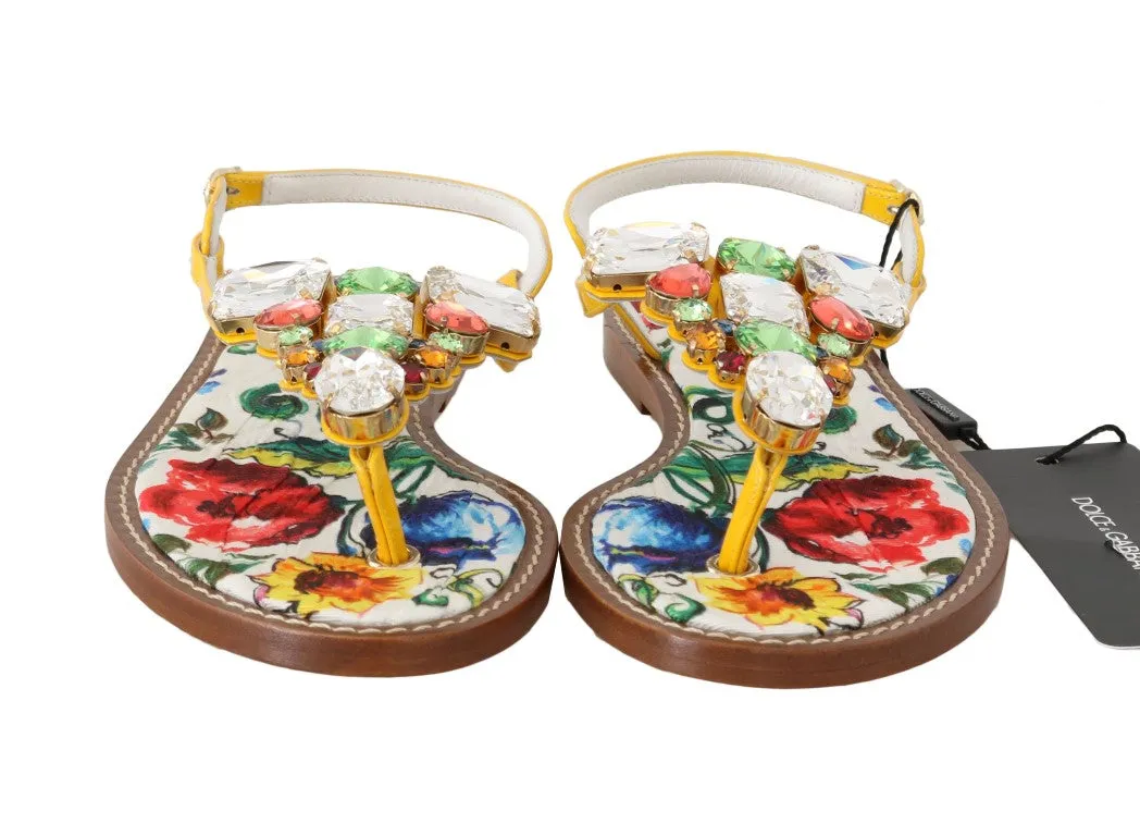 Multicolor Majolica Crystal Flip Flops