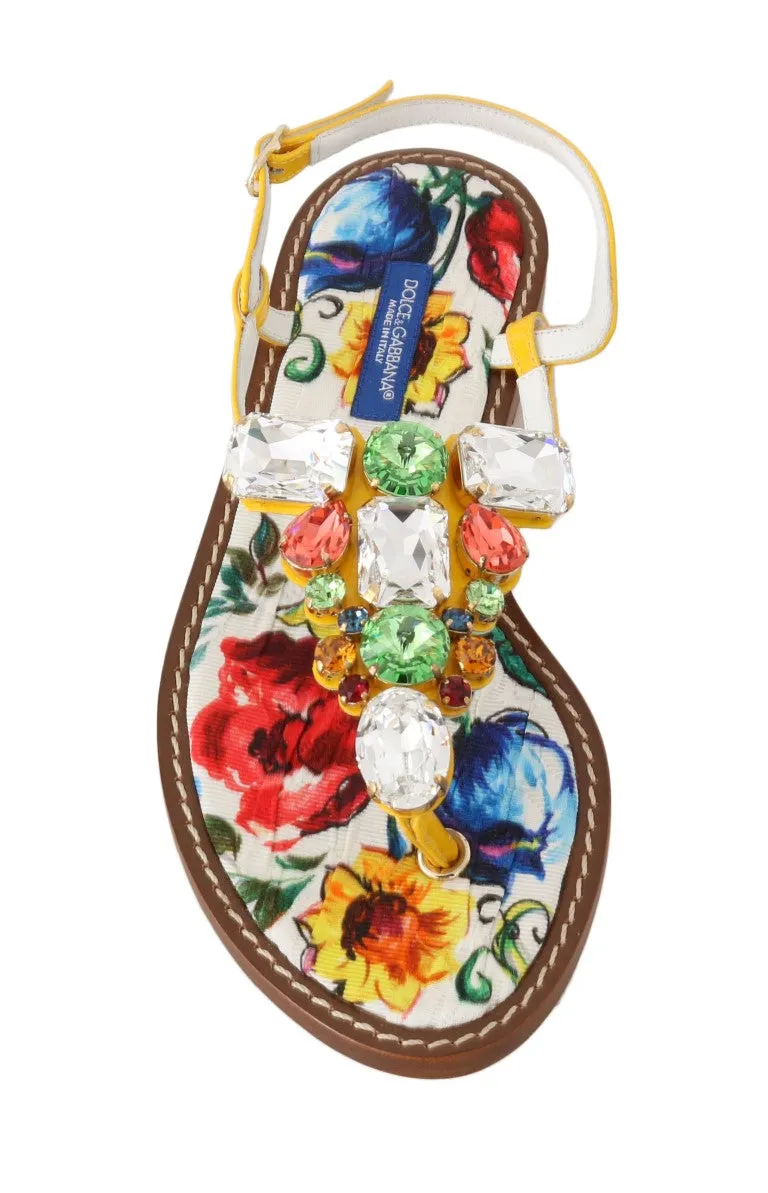 Multicolor Majolica Crystal Flip Flops