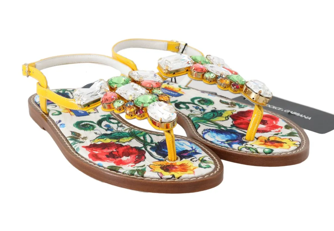 Multicolor Majolica Crystal Flip Flops
