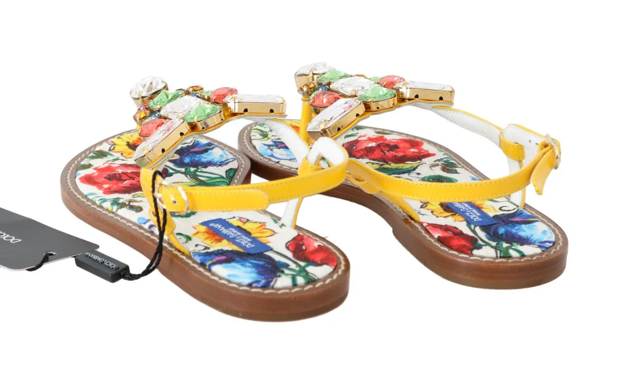 Multicolor Majolica Crystal Flip Flops