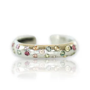multicolor sapphire ear cuff in silver - small