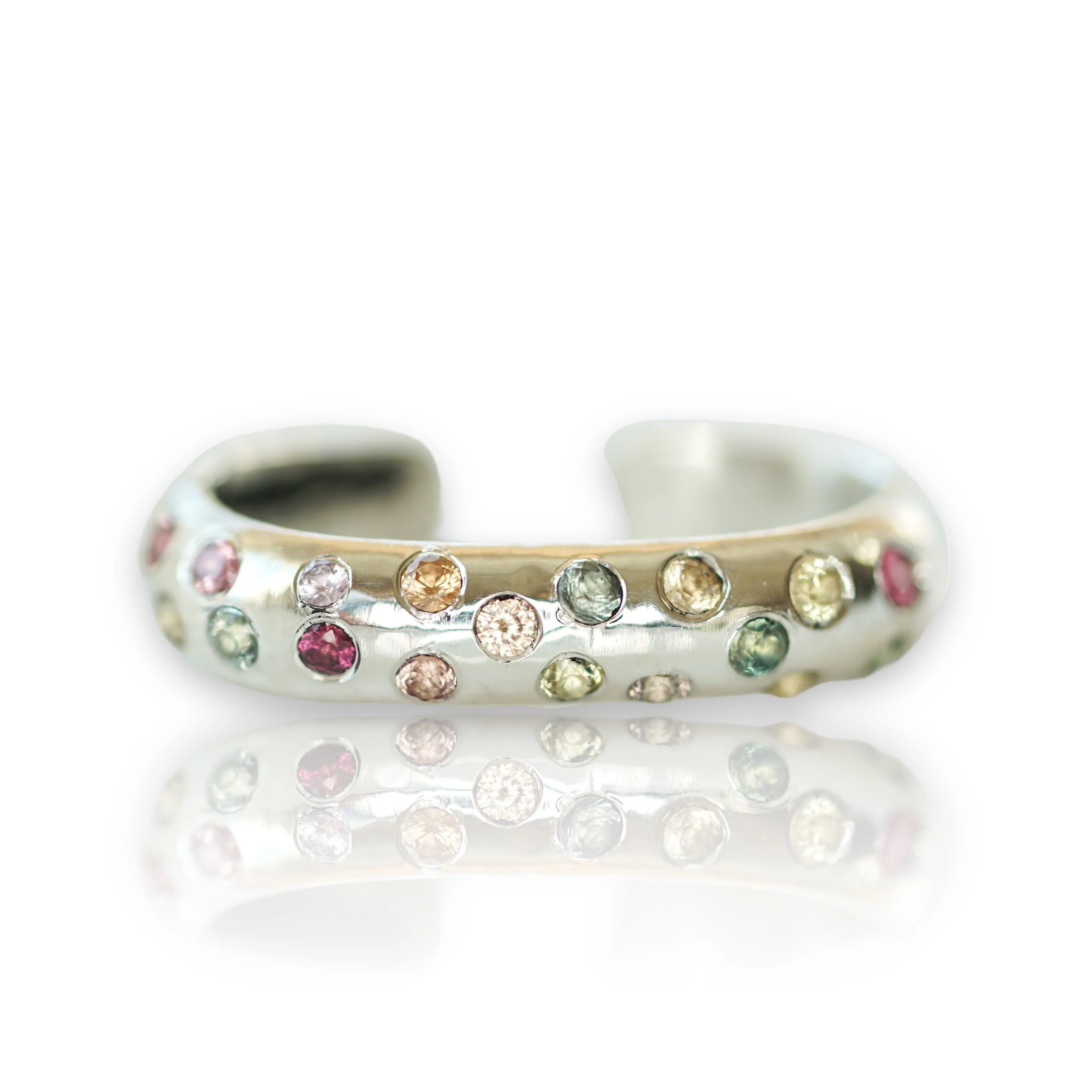 multicolor sapphire ear cuff in silver - small