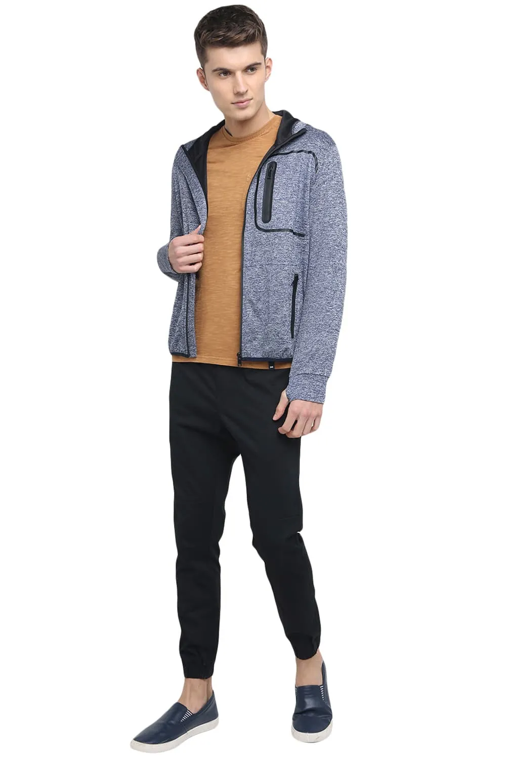 Muscle Fit Hooded Knit Jacket