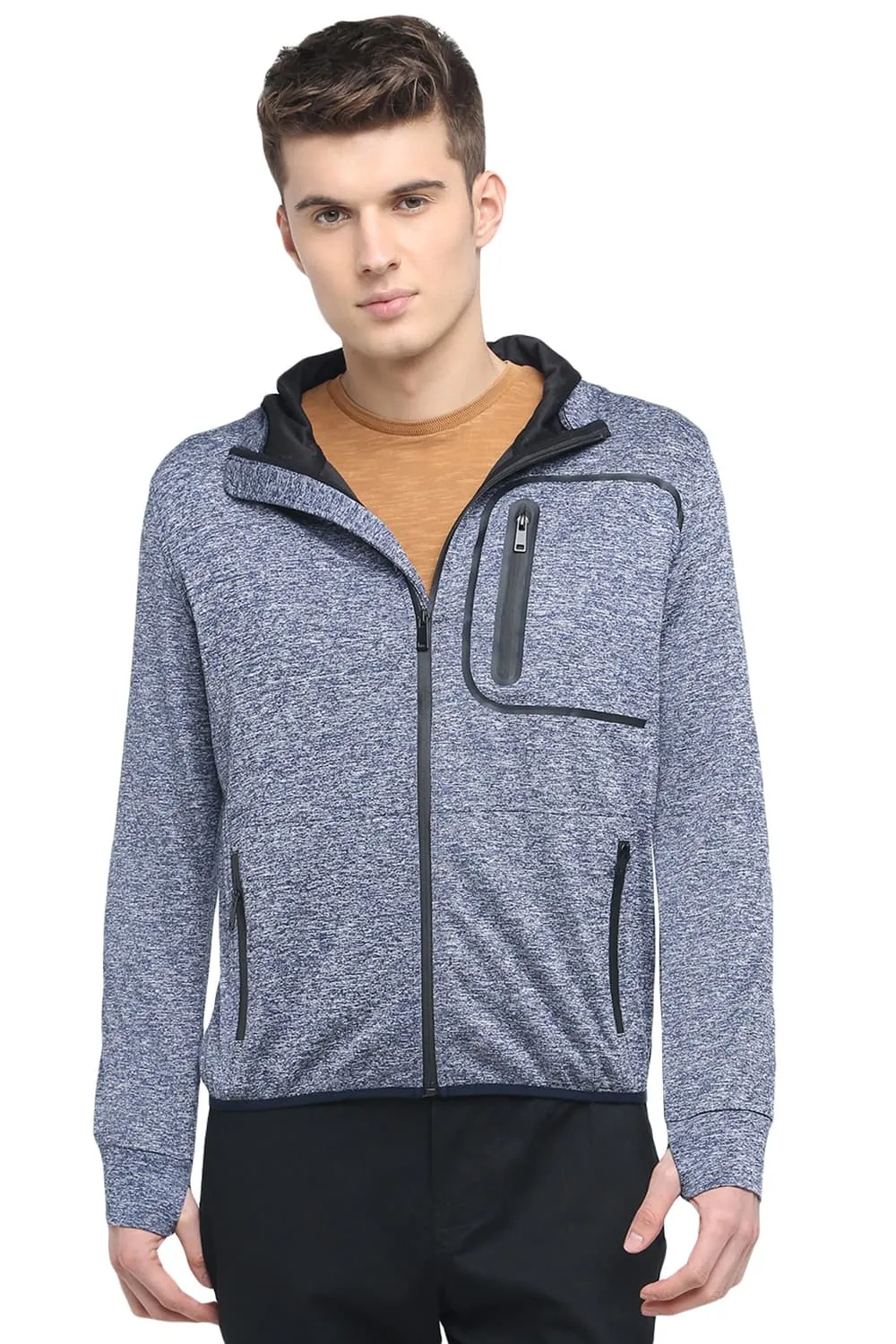 Muscle Fit Hooded Knit Jacket