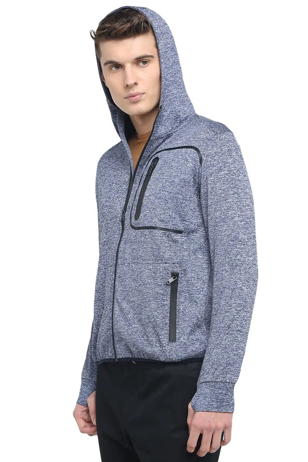 Muscle Fit Hooded Knit Jacket