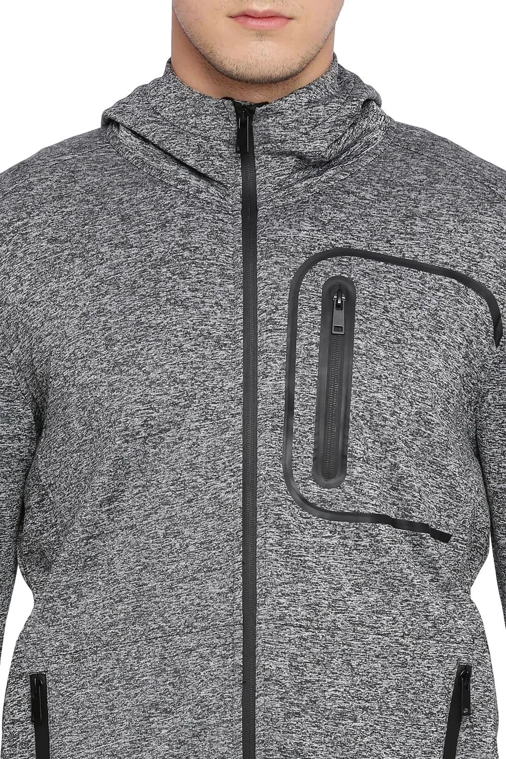 Muscle Fit Hooded Knit Jacket