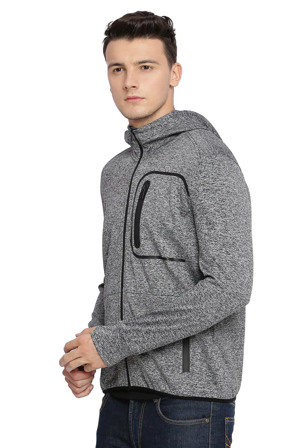 Muscle Fit Hooded Knit Jacket